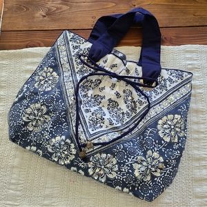 Women's Blue Floral Silver - Sequined Bag